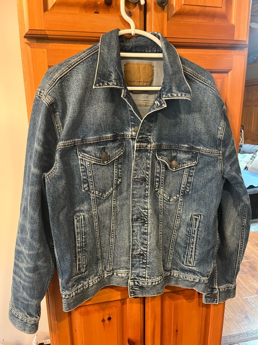 American Eagle Outfitters Women’s Washed Blue Denim Jacket